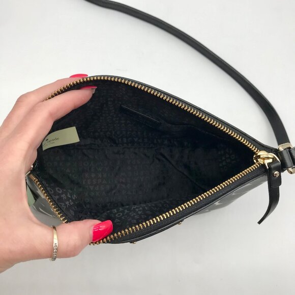 Kate Spade Black/Cream Leather Millie Grove Street Splodge Dot Crossbody - Picture 10 of 11